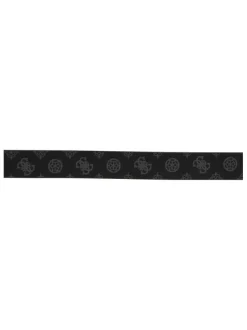Ceinture noire avec des imprimés gris foncés et une boucle dorée