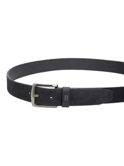 Ceinture noire Denton en cuir effet délavé avec boucle ardillon
