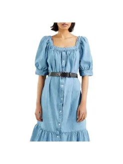 Ceinture noire en cuir avec boucle à ardillon ronde