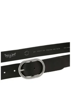 Ceinture noire en cuir avec boucle à ardillon ronde