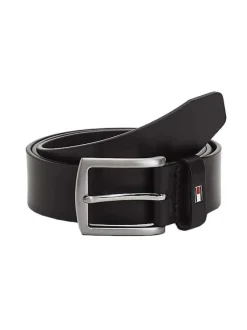 Ceinture noire en cuir fantaisie avec boucle argentée