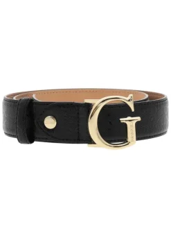 Ceinture noire imprimé avec une boucle de fermeture en doré