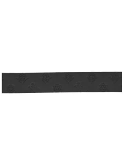 Ceinture noire à imprimé monogrammes avec une boucle dorée et siglée