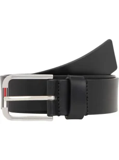 Ceinture noire mate unie en cuir avec une boucle rectangulaire argentée