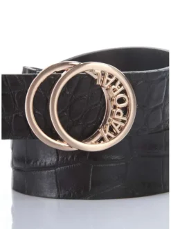 Ceinture noire pour homme effet croco en cuir HEVA