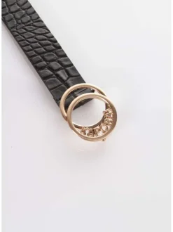 Ceinture noire pour homme effet croco en cuir HEVA