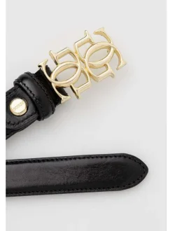 Ceinture noire unie avec boucle dorée