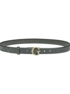 Ceinture noire unie avec boucle G imprimée léopard