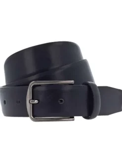 Ceinture noire unie avec une boucle métallique anthracite rectangle