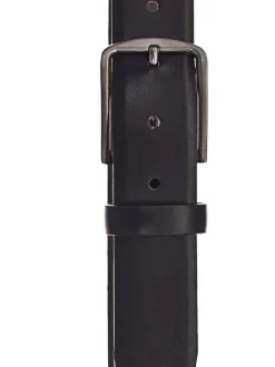 Ceinture noire unie avec une boucle métallique anthracite rectangle