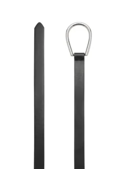 Ceinture noire unie à boucle métallique argentée et à nouer à la taille