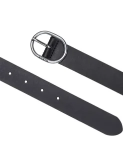 Ceinture noire unie en cuir de buffle ajustable à la taille