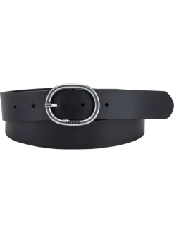 Ceinture noire unie en cuir de buffle ajustable à la taille