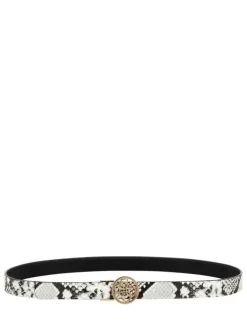 Ceinture réversible avec un côté blanc en imprimé et un côté noir uni