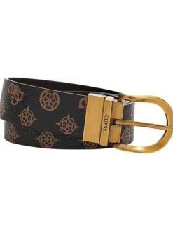 Ceinture réversible marron et logotypé de monogramme camel