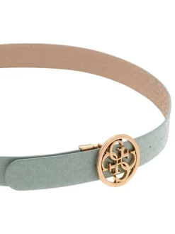Ceinture réversible vert d'eau pourvue d'un motif monogramme embossé