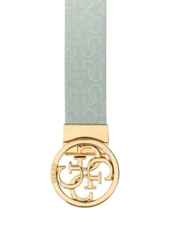 Ceinture réversible vert d'eau pourvue d'un motif monogramme embossé
