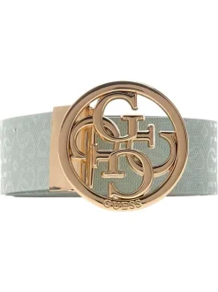 Ceinture réversible vert d'eau pourvue d'un motif monogramme embossé