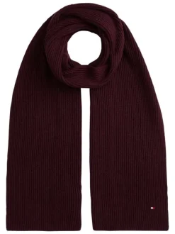 Écharpe bordeaux en coton et maille tricotée avec le logo de la marque