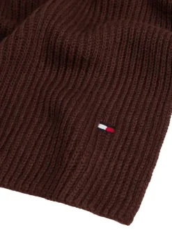 Écharpe marron en coton et maille tricotée avec le logo de la marque