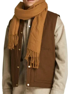 Écharpe moutarde unie Solid Woven Scarf avec franges