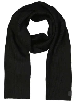 Écharpe noire unie en maille côtelée