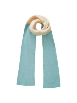 Écharpe beige et menthe avec grandes rayures en tricot