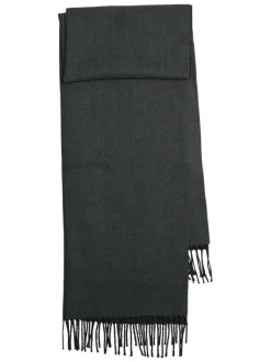 Écharpe bicolore noire et anthracite avec des franges aux extrémités