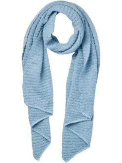 Écharpe bleu ciel unie avec matière en mousse aspect molletonnée