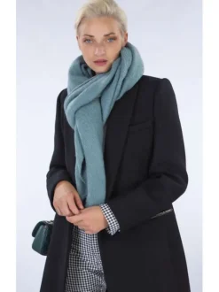 Écharpe bleue unie asymétrique moelleuse et douce