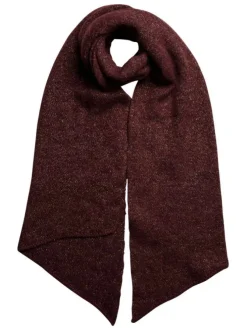 Écharpe bordeaux unie avec une coupe longue et en lurex argentée