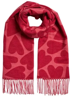 Écharpe fantaisie rose avec un imprimé coeur oversize