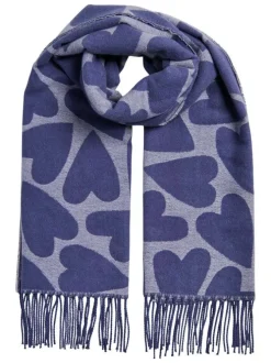 Écharpe fantaisie violette avec un imprimé coeur oversize