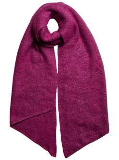 Écharpe framboise unie avec une coupe longue et en lurex argentée