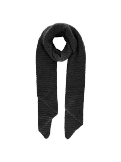 Écharpe longue noire et moelleuse aux extrémités asymétriques
