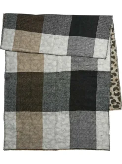 Écharpe multicolore avec des motifs écossais et léopard