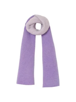 Écharpe violette avec grandes rayures en tricot