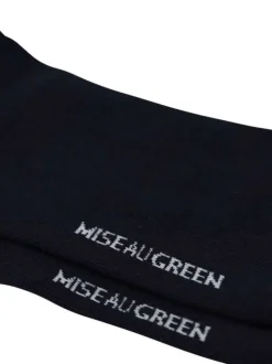 Chaussettes basses en coton biologique marine ornées du nom de la marque