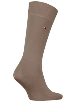 Chaussettes en coton mélangé taupe unies coupe haute