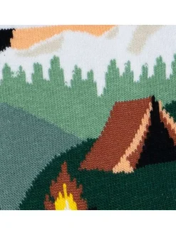Chaussettes hautes en coton biologique mélangé multicolores à motifs camping