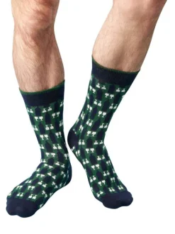 Chaussettes hautes en coton biologique mélangé noires à motifs verres de vin