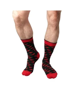 Chaussettes hautes en coton biologique mélangé noires à motifs poivrons