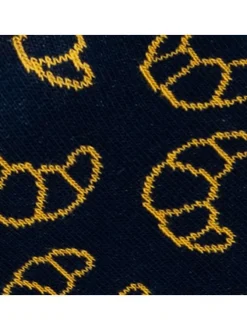 Chaussettes hautes en coton biologique mélangé noires à motifs croissants