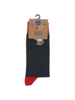 Chaussettes hautes en coton biologique mélangé noires à motif bière