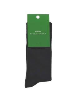Chaussettes hautes grises unies avec nom de la marque en noir