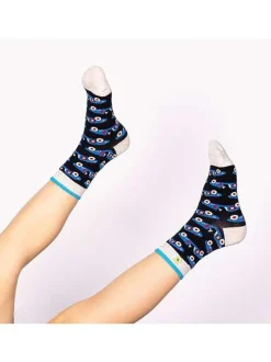Chaussettes hautes noires fantaisie avec une coupe mi-haute