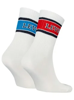 Chaussettes mi-hautes blanches rayées avec marque style universitaire