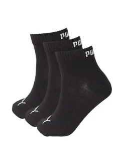 Chaussettes mi-hautes en coton noires unies avec le logo de la marque brodé