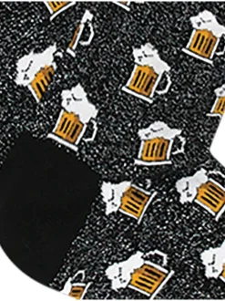 Chaussettes en coton anthracite imprimées coupe haute avec pinte de bière