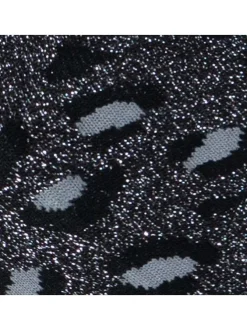 Chaussettes hautes en coton biologique mélangé anthracite à motifs léopard